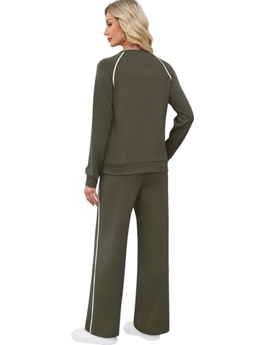 Women’s Green 2 Piece Lounge Sets - Fall Sweatsuit Outfit, Medium