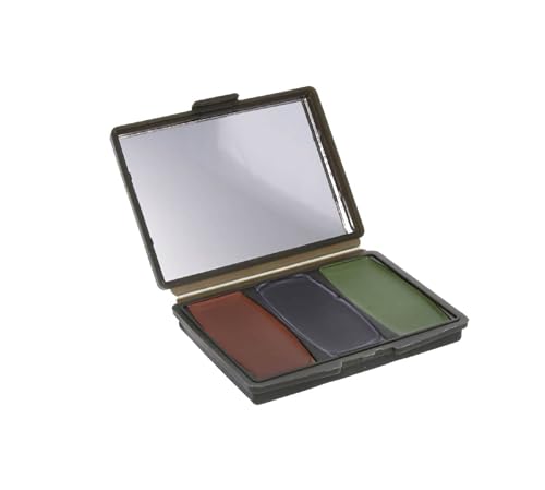 Camo Face Paint Makeup Kit - 3 Color Woodland Concealment with Mirror
