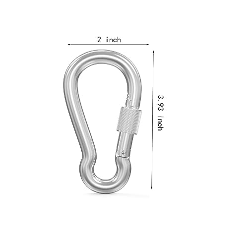 4-Inch Heavy Duty Stainless Steel Locking Carabiners - 2 Pack