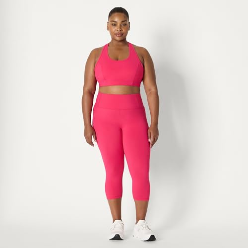 High Waist Capri Workout Leggings - Hot Pink, X-Small