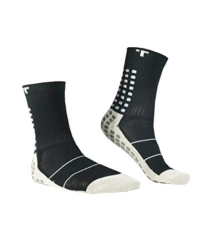 Trusox 3.0 Cushioned Grip Socks, Large Black – Non Slip Unisex Soccer Crew Socks