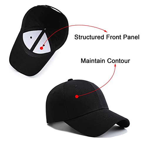 Baseball Cap with Structured Front Panels - Black