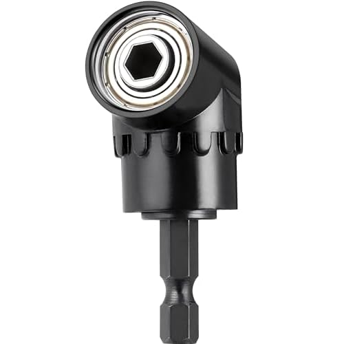 HOOOWOOO 105 Degree Right Steel Angle Driver Angle Extension Power Screwdriver drill with 1/4 Drive Hex Bit Quick Magnetic Drill Bit Angled bit Power Drill Tool,Multifunction Right Angle Drill