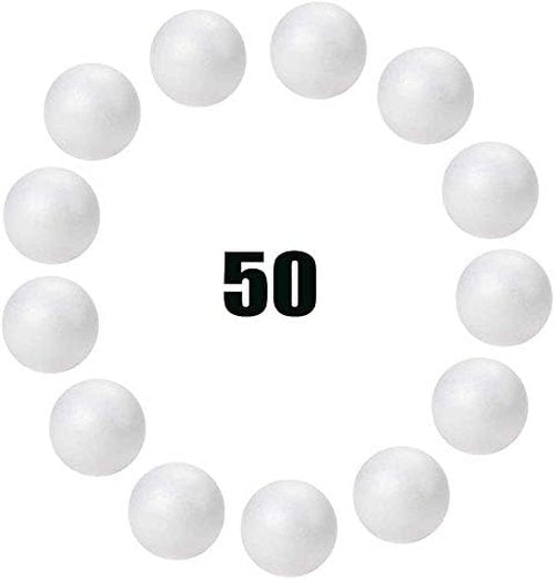 Hesmartly 50-Pack White Craft Balls - Smooth Round Foam Balls for DIY Decorations | 1-Inch Size