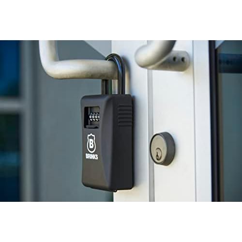 BRINKS - 79mm Outdoor Lock Box - 4-Dial Resettable Combination - Increased Security with Hardened Steel Shackle, Black