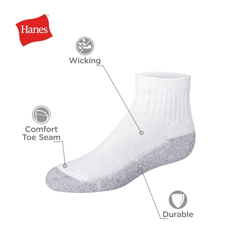 Boys' Ankle Socks - Double Tough Moisture Wicking, 14 Pack - White