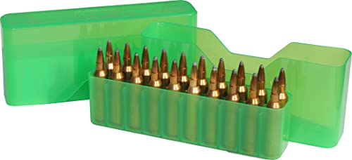 20-Round Rifle Ammo Box, Slip-Top Polypropylene Case - Clear Green