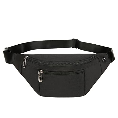 Waterproof Fanny Pack for Travel & Sports - Black