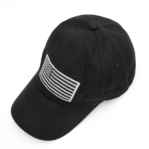 Adjustable American Flag Baseball Cap - Black Patriotic Hat
