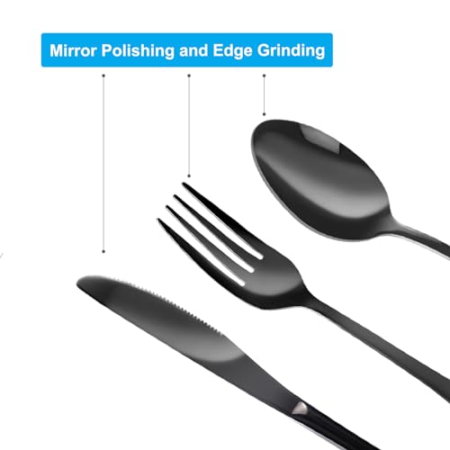 4-Piece Black Travel Utensils Set with Case - Stainless Steel