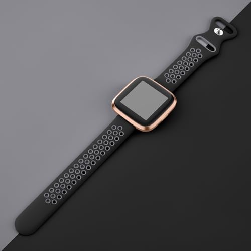 Soft Silicone Sport Band for Fitbit Versa 2 - Black/Gray