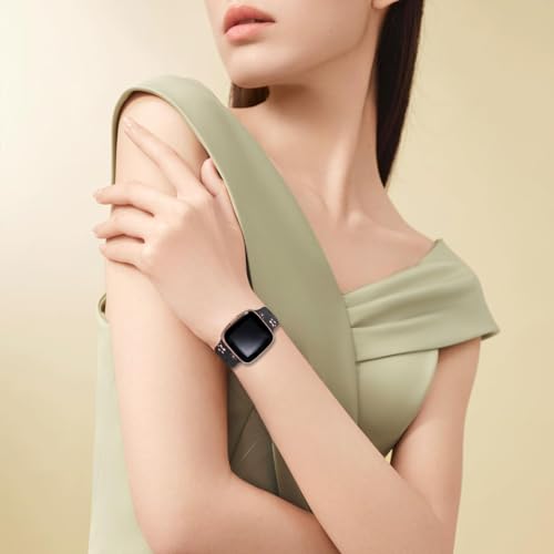 Two-Tone Floral Engraved Silicone Band for Fitbit Versa 3/4/Sense 2 - Black/Pink