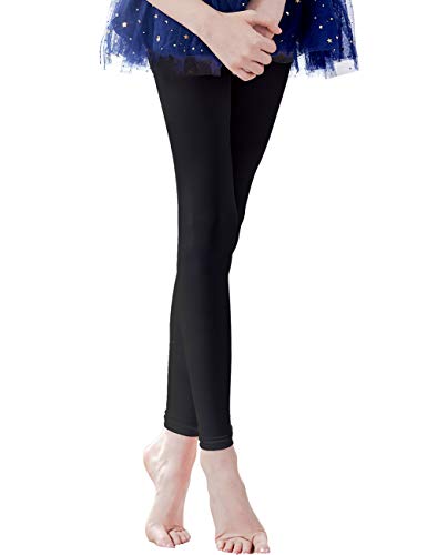 Daydance Girls Women's Footless Dance Tights for Ballet, Gymnastics, 8-12 Years Black