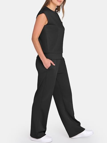 ANRABESS 2-Piece Travel Airport Outfit Sets for Women - Large Black