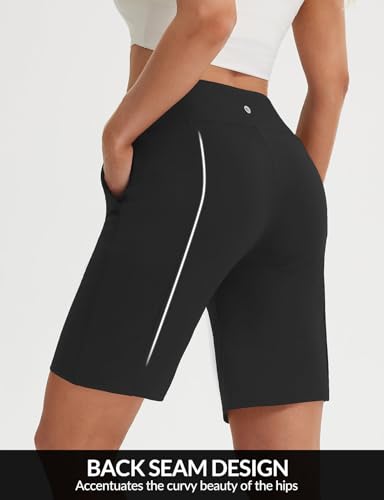 Baleaf 9-Inch Women’s Bermuda Golf Shorts with 3 Pockets, Large Black
