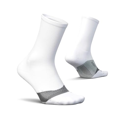 Feetures Elite Light Cushion Mini Crew Sock - Large, White, 1 Pair