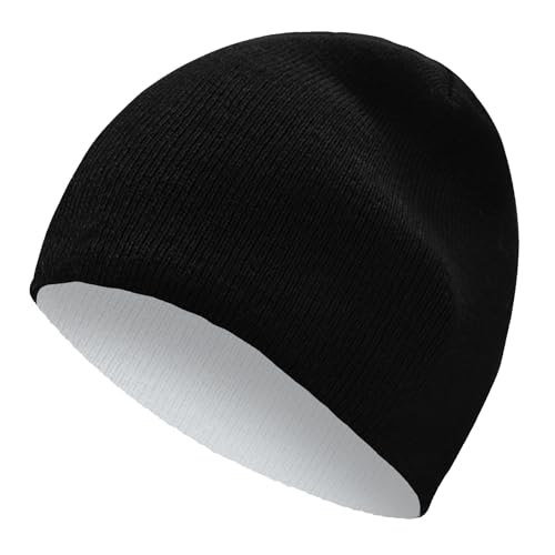 Thick Knitted Beanie for Men & Women - Black/White