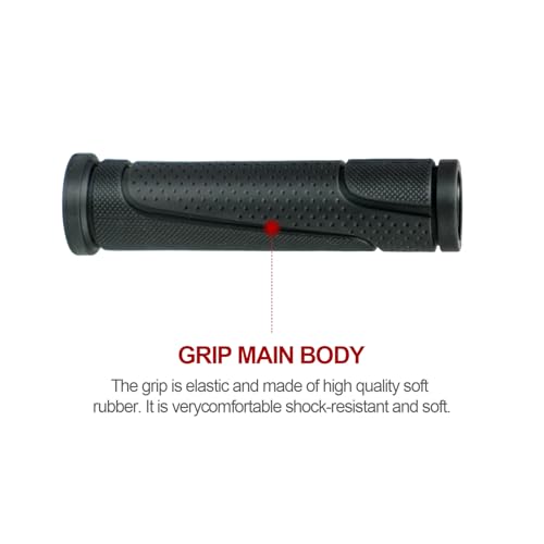 Ergonomic Rubber Bicycle Handlebar Grips - Shock Absorbing MTB - Black