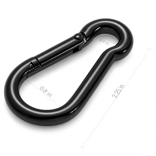 Black 2.25 Inch Stainless Steel Spring Snap Hook Carabiner Set of 6