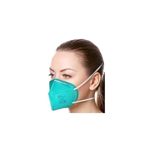BYD Green Particulate Respirator Model DE2322 (Approval Number TC-84A-9315) 100 Pack (5-Box) w. Individually Wrapped,Breathable Disposable Foldable Safety Mask w. Head Strap & Nose Wire for Tight Fit