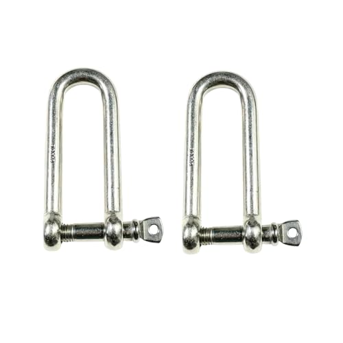 316 Stainless Steel Long D-Shackle – Heavy-Duty Marine Grade, 12mm, 2-Pack
