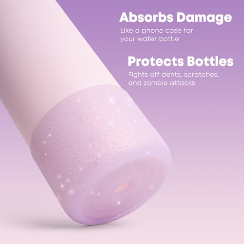 Silicone Protector Boot for Owala Water Bottles - Glitter Purple, 40 oz