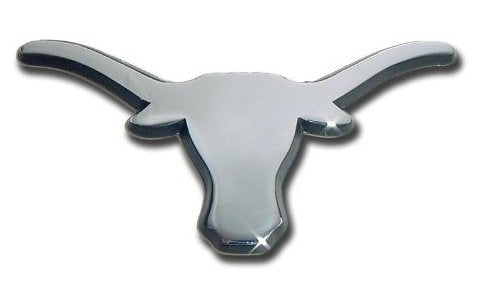 Texas Longhorns Metal Emblem - Chrome with Black Trim, 3.5"