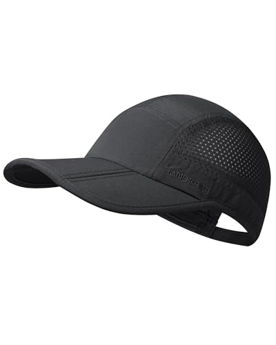 GADIEMKENSD Men's Folding Sun Hat with Long Brim UPF 50+ Outdoor Hat, Black, 7-7 3/8