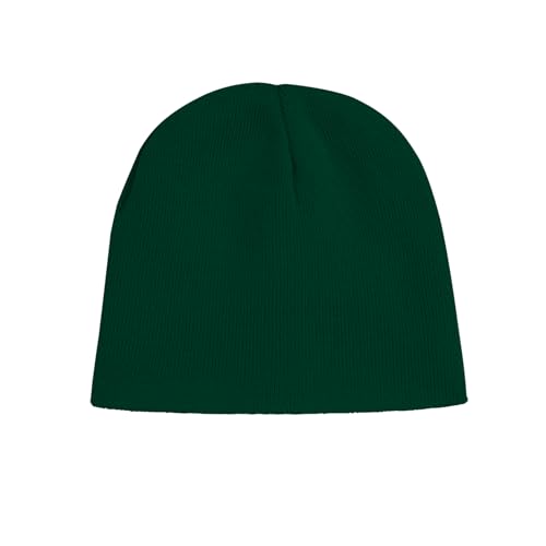 Thick Knitted Winter Beanie for Men & Women - Beige/Dark Green