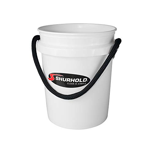 Shurhold World’s Best Rope Handle Bucket - 5 Gallon White, Heavy-Duty Leak-Free