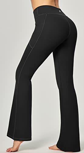 Heathyoga Flare Yoga Pants Women with Pockets - Bootcut Style, 3X-Large Black
