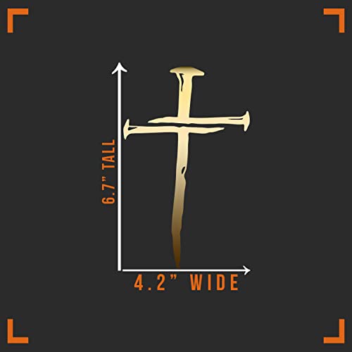 Cross with Nails Vinyl Decal Sticker - Gold 4" x 6"