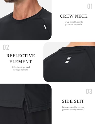Men's Lightweight Dry Fit Short Sleeve Workout Shirt - Large Black