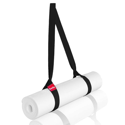 Adjustable 2-in-1 Yoga Mat Strap & Stretching Aid - Cotton - Black