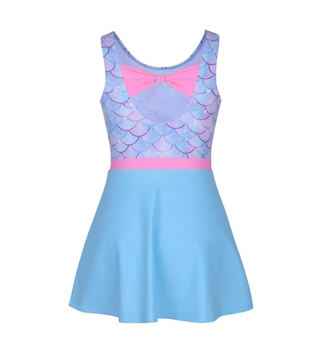 Girls Dance Leotard - Baby Blue Fish Scale 4-5T Gymnastics Unitard