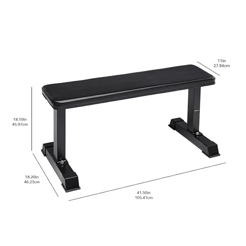 Flat Weight Bench for Home Gym - Sturdy Steel Frame, Black