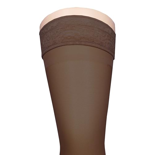 Truform Sheer Compression Stockings, 15-20 mmHg, Women's Thigh High Length, 20 Denier, Espresso, X-Large