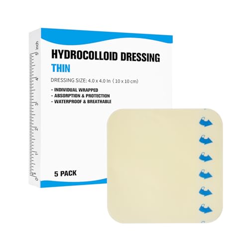 Hydrocolloid Wound Dressing - 4x4 Inch Ultra Thin Bandage Pads - 5 Pack
