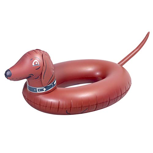 Inflatable Wiener Dog Party Tube Float - 4ft Summer Pool Raft for Adults & Kids