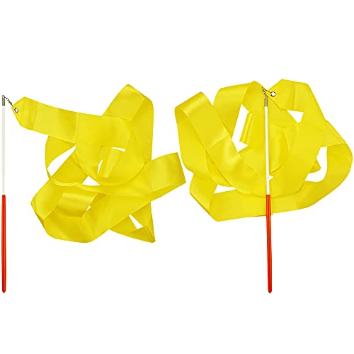 Yellow Rhythmic Gymnastics Wands Set - 2 Dancing Streamers