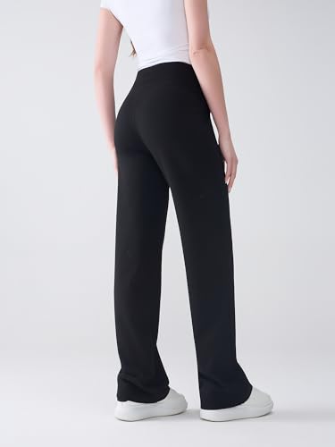 Velissia Tall High-Waisted Wide-Leg Yoga Pants, Black, 34" Inseam