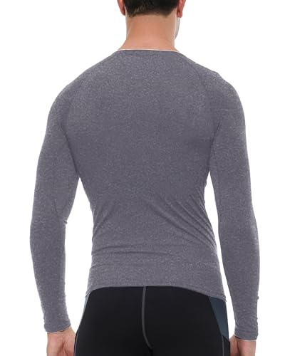 Men's Long Sleeve Compression Thermal Shirt - Grey, X-Large