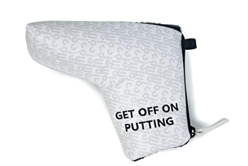 comocome Golf Putter Headcover Blade Style Zipper Closure Synthetic Leather Luxurious Embroidery Lining with Plush Cushion Fits Scotty Cameron Taylormade Odyssey Ping (White como!come! Line Logo)