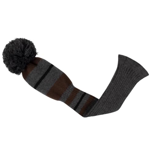 Scott Edward Knitted Golf Club Headcovers Set of 3 Grey Black Brown Stripes – Driver, Fairway, Hybrid