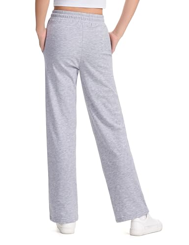 Girls Light Gray Sweatpants 13-14 Years French Terry Joggers Baggy Style NUMYEAN