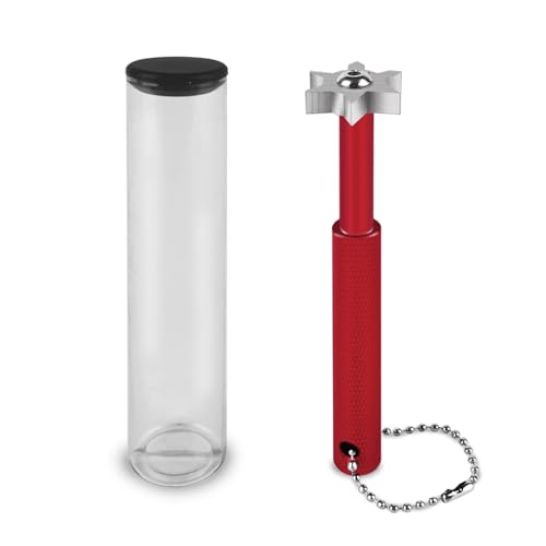 Golf Club Groove Sharpener Tool with 6 Heads & Storage Tube - Red