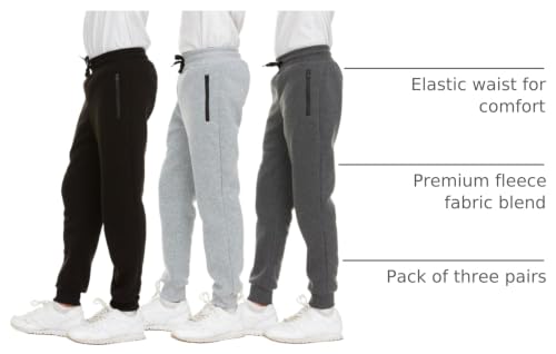Boys Fleece Joggers with Zipper Pocket & Drawstring - X-Large