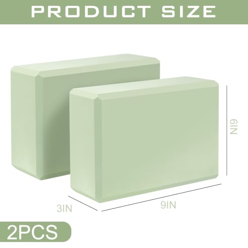 Yoga Block Set - 2 Pcs Soft Non-Slip EVA Foam - Pale Green