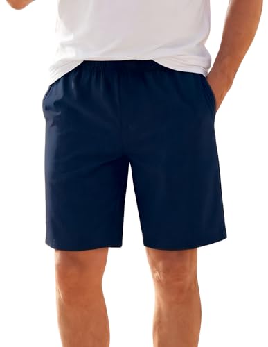 Men's Comfortable Breathable Shorts with Elastic Waist - 7" Inseam, 3X-Large, Navy Blue