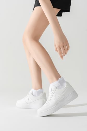 Cushioned Low Cut Ankle Socks for Women - Breathable Cotton - 5 Pairs - White